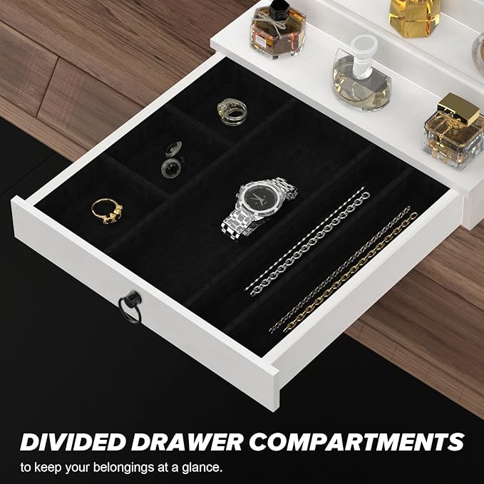 Cologne Organizer for Men, 5 Tier White Cologne Shelf, Perfume Stand with Drawer and Hidden Compartment Perfume Display Holder - A Gift for Men