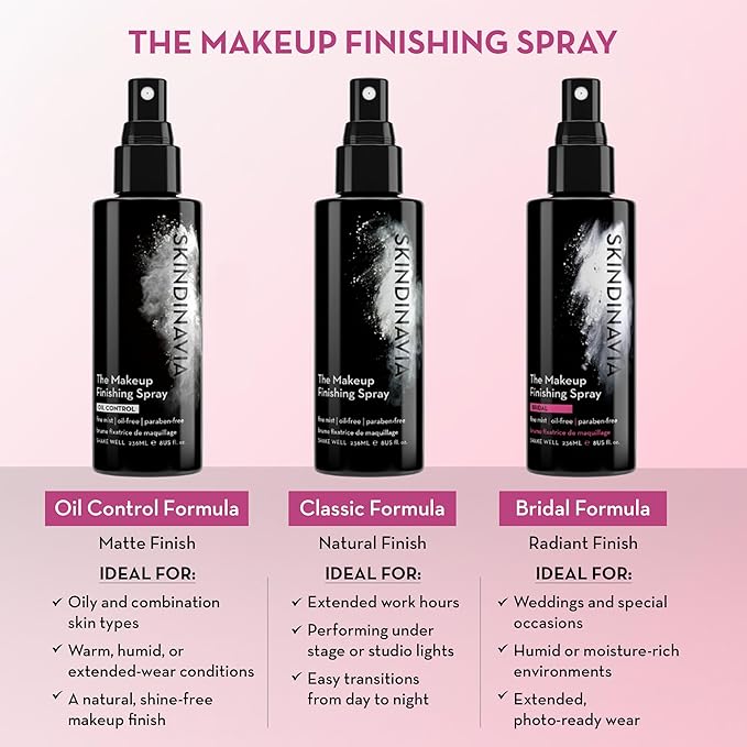 Skindinavia The Makeup Finishing Spray, Classic Makeup Setting Spray, All-Day Wear, Long-Lasting Up to 16+ Hours, Heat-Resistant & Waterproof, Cooling Fine Mist, 8.0 Oz