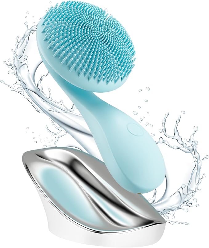 2 in 1 Facial Cleansing Brush,Rotating Magnetic Beads & Massage Cleaning Silicone Face Scrubber，Waterproof and Rechargeable Face Scrub Brush