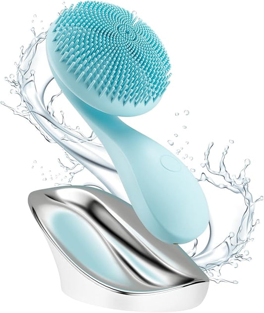 2 in 1 Facial Cleansing Brush,Rotating Magnetic Beads & Massage Cleaning Silicone Face Scrubber，Waterproof and Rechargeable Face Scrub Brush