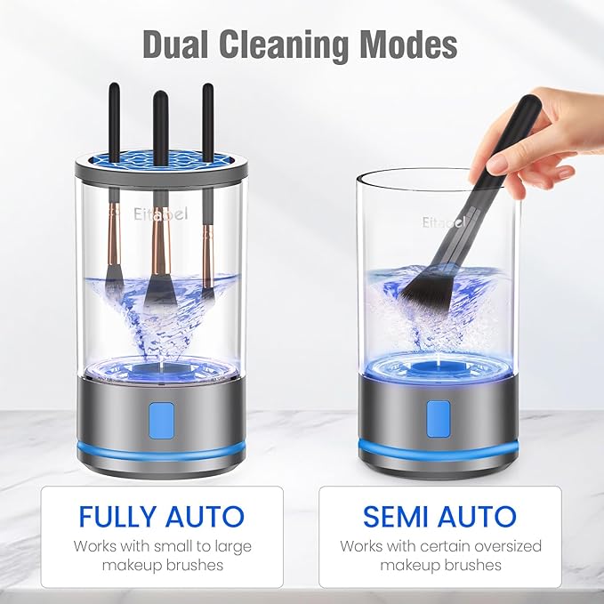 Electric Makeup Brush Cleaner Machine - Ultra Fast Rechargable Make Up Brush Washer and Dryer - Automatic Cosmetic Brush Cleanser Tool Clean for Beauty Women, Girls Gift