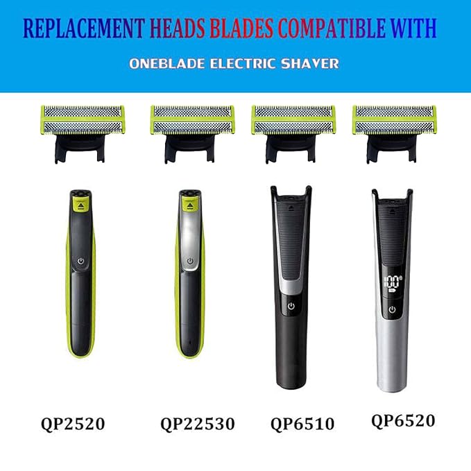 4 Pack Replacement Blades Compatible with Norelco One 1 Blade, Durable Stainless Steel, Trim, Edge and Shave,Suitable spare blades QP210/80 QP2515 QP2520 QP6510 QP6530