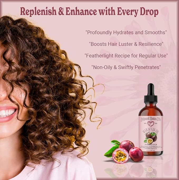 Natural Born Oils 4oz Maracuja (Passion Fruit Seed) Oil, 100% Pure and Natural, Organic, Cold-pressed, Unrefined, Rejuvenating, Includes Pump & Dropper