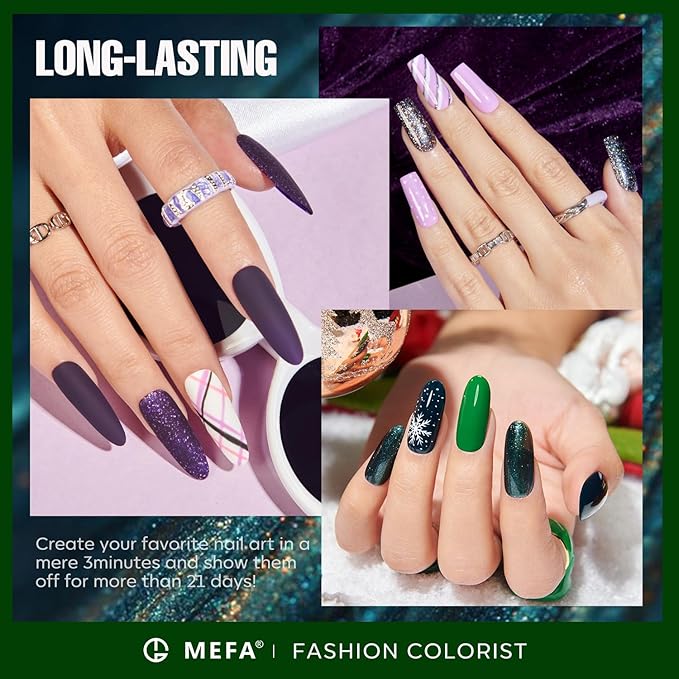 MEFA Color Changing Gel Nail Polish Kit 23 Pcs, 20 Colors Glitter Ombre Pink Dark Blue Black Green Purple Temperature Mood Changed Nail Art Set with Gloss &Matte Top and Base Coat Manicure Gifts