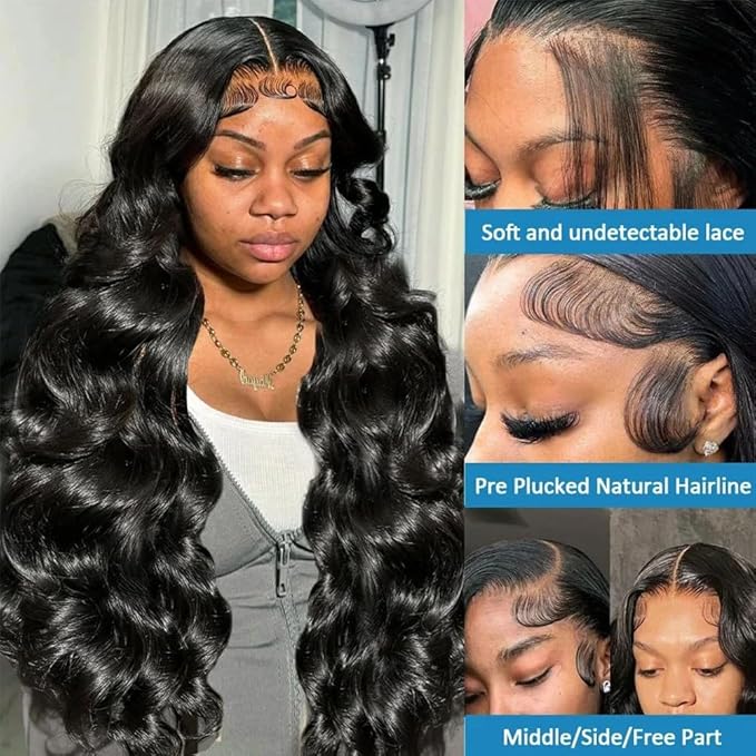 13x6 Body Wave Lace Front Wigs Human Hair Pre Plucked 22 Inch 180% Density Body Wave 13x6 HD Transparent Frontal Wigs Human Hair Lace Front Wigs for Women