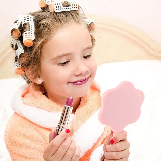 25 Pcs Handheld Mirror Bulk Small Hand Mirror with Handle Portable 2.87 x 5.51 Inches Plastic Compact Makeup Cosmetic Tools for Travel Daily Use (Black,White,Lotus Pink,Blue,Purple)