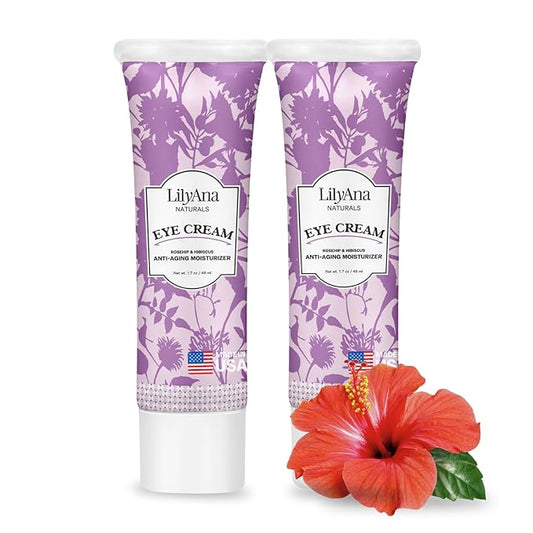 LilyAna Naturals Eye Cream for Dark Circles and Puffiness, Under Eye Cream for Wrinkles and Bags, Anti Aging helps Improve Dryness; for Sensitive Skin (1.7 Ounce, Pack of 2)