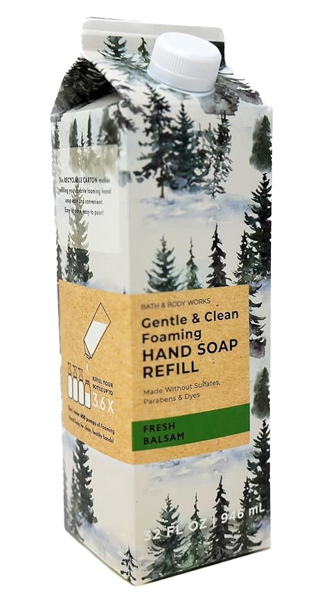 Bath + Body Works Gentle Foaming Hand Soap Refill - XL Size - 32 oz Compatible with all Bath & Body Works Gentle Foaming Hand Soap Bottles (Fresh Balsam)