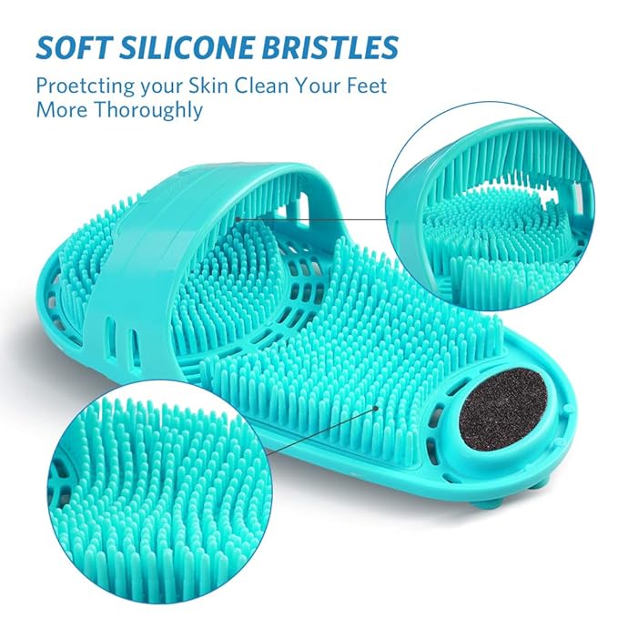 Silicone Shower Foot Scrubber Personal Foot Massage and Cleaning, Non-Slip Foot Scrubber for Men and Women (1PCS Green)