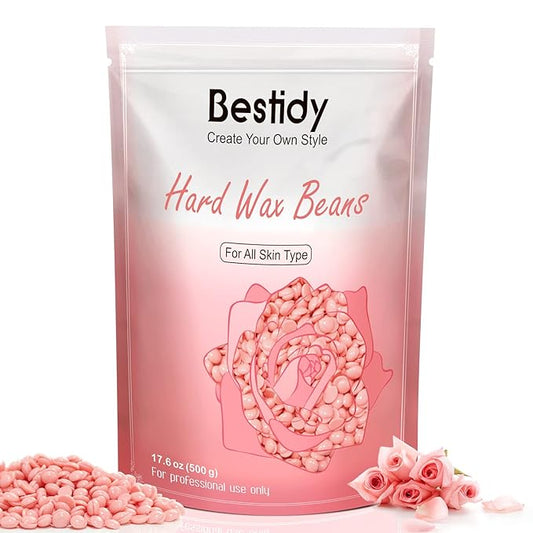 Bestidy Wax Bead, Waxing beans for Hair Removal, Women Men, Home Waxing for All Body and Brazilian Bikini Areas (Pink-500g)