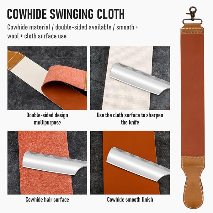 Professional Straight Blade Razor Kit with Strop - Straight Edge Barber Razor Stainless Steel Sharp Shaver Razor for Men Home & Salon Grooming Using (Brown)