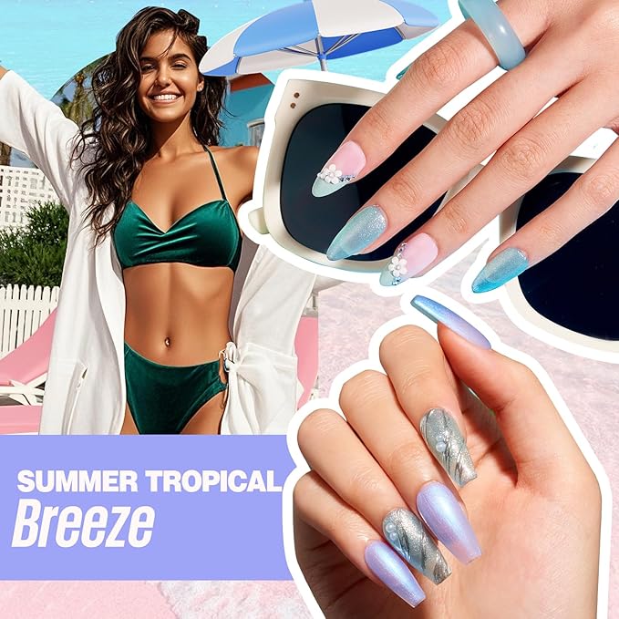 MEFA Gel Nail Polish Set 12 Colors Summer Tropical Breeze Collection Chameleon Gel Polish Kit Blue Green Purple Soak Off Nude Brown Manicure Gifts for Women Girl DIY Salon Home