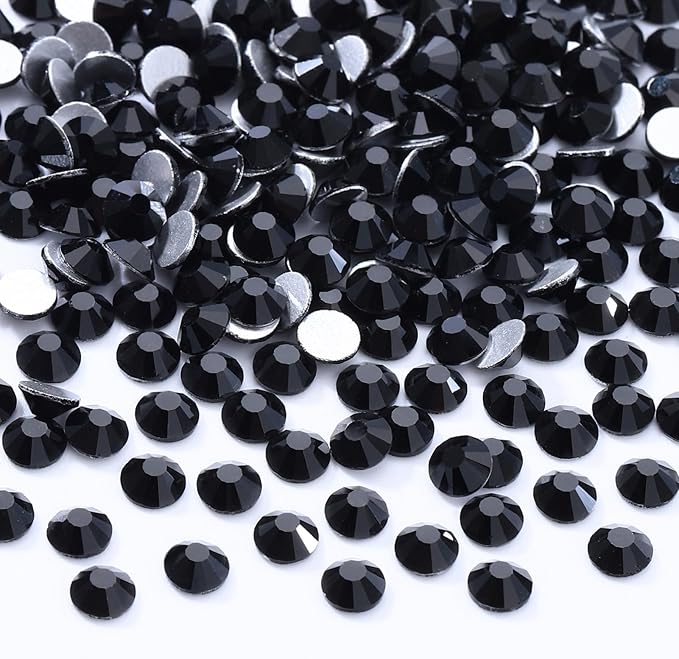 Black Flatback Rhinestones, Glass Rhinestones for Nail Art and Craft, Glue Fix, Loose Crystal Gemstones(Black, SS20, 2880pcs, 4.6-4.8mm)