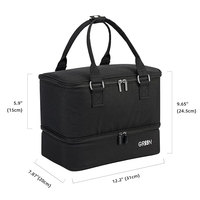 Nail Polish Organizer Bag,Double Layer Nail Polish Storage Fits a Nail Lamp and 40 Bottles,Great Size Nail Storage Organizer For Nail Drill,Nail Supplies Set (Bag Only)-Black