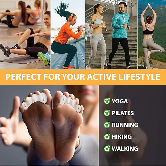 Toe Spacers (Bundle of Soft and Firm), Toe Separators for Alignment, Toe Straightener for Foot Pain Relief, Silicone Bunion Corrector for Women Big Toe, Supports Foot Health