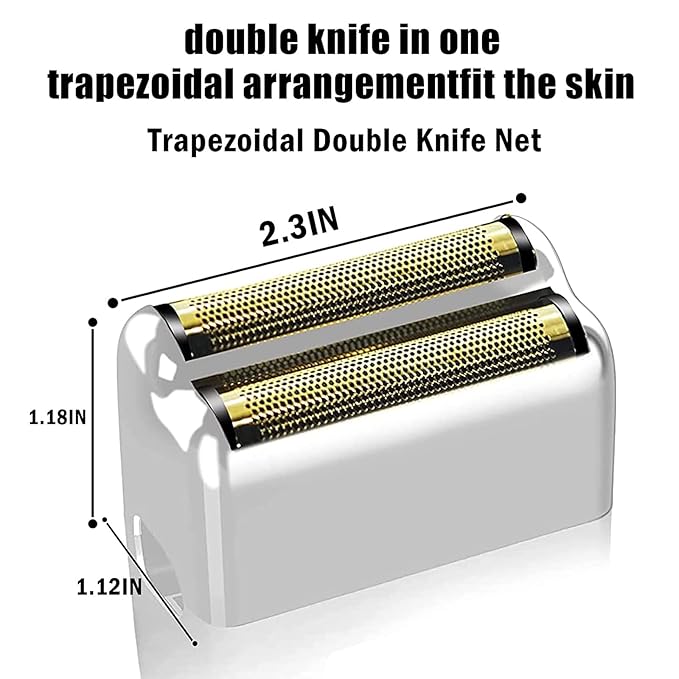 Shaver Replacement Foil and Cutters compatible with BaBylissPRO Barberology Double FXFS2 (2PC Silver)
