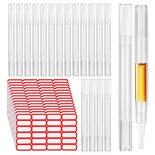 Beaupretty 40pcs 3ml Cuticle Oil Pen with Stickers Refillable Empty Twisting Pens Sample Lip Gloss Pens With Brush Tip for Traval