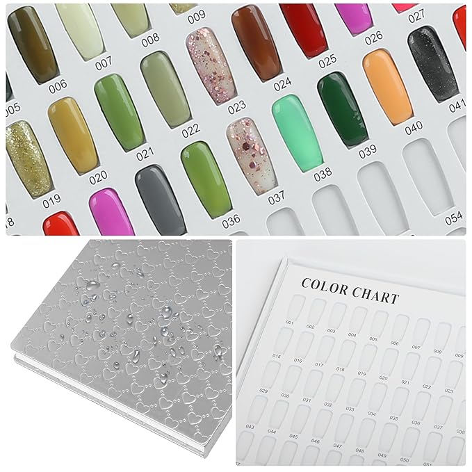308 Colors Nail Display Swatches Book with 360 Tips for Nail Polish UV Gel Color Cards Nail Salon Tool Sample Display Nail Art for Nail Salons, DIY Nail Art at Home (Sliver)