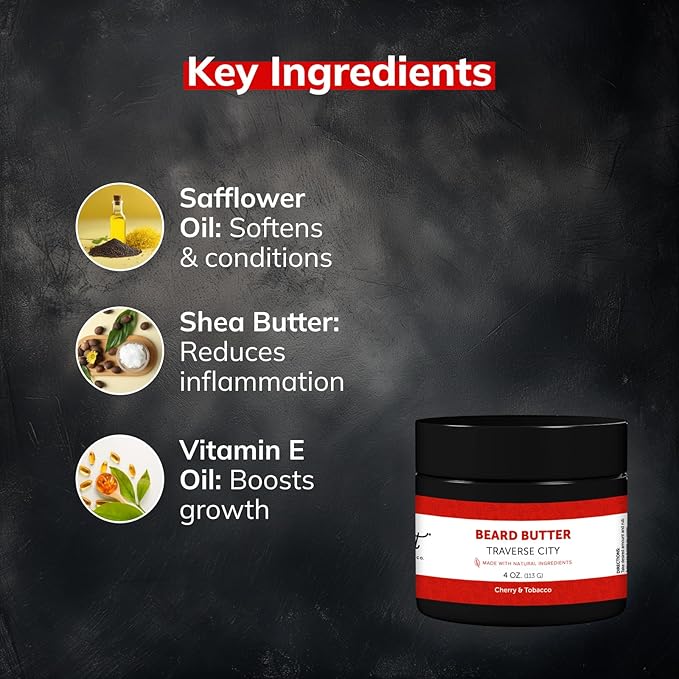 Detroit Grooming Co. Beard Butter for Men | Softens, Thickens & Hydrates with Safflower Oil & Shea Butter | Traverse City Scent, 4oz