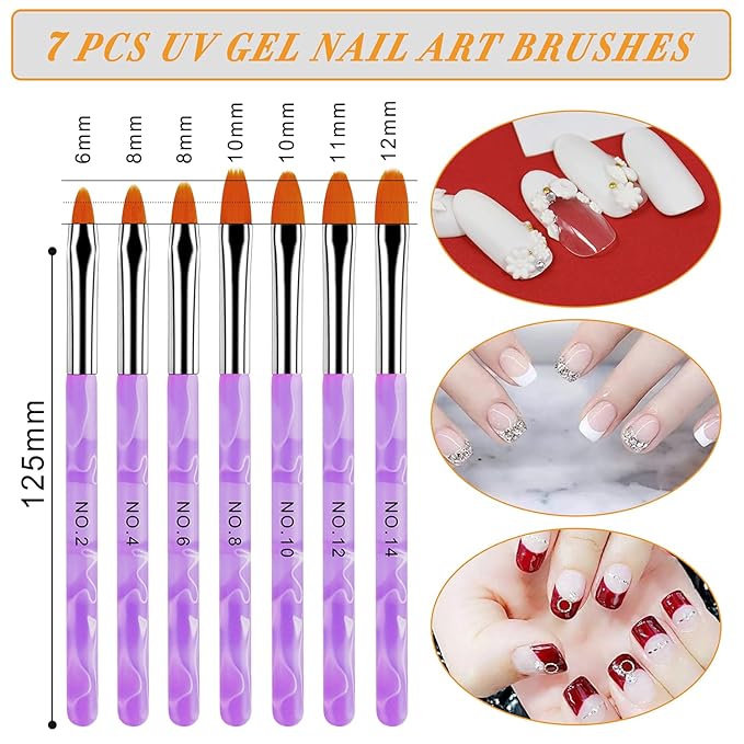 AROIC Acrylic Nail Brush Set - 28 Pcs Including UV Gel Art Brushes, 3D Extension Brush, Double Ended Dotting Pen for DIY With White Box, Colorful (Pack of 2)