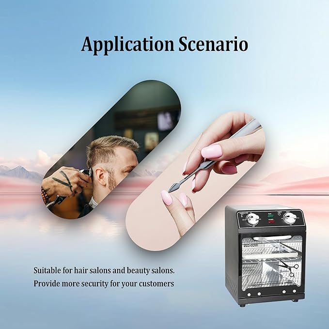 High Temperature Sterilizer, 8L Large Capacity Dry Heat Sterilizer, Max. Temperature 220℃, With Temperature Control & Timer, For Hair Salon Spa Nail Salon, Tool Sterilizer（Black）