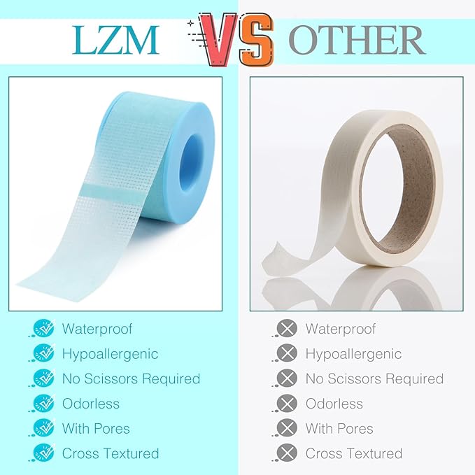 Lash Tape, Silicone Gel Eyelash Tape for Eyelash Extensions Stick Well,Breathable Lash Tape Gentle on Skin,Micro-Porous Eyelash Extension Tape Blue Pink Purple Green 4Rolls(1Inch X4 Yards)