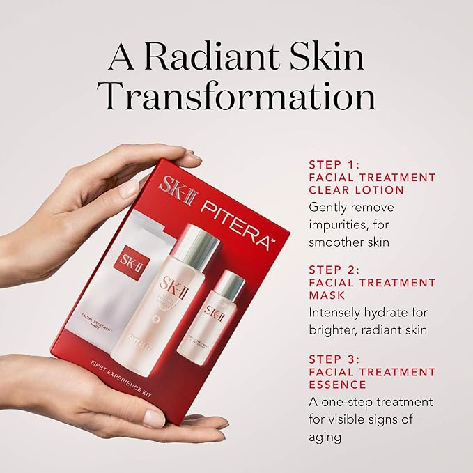 SK-II First Experience Skin Care Set - Gift Set Includes Treatment Face Masks, Facial Essence & Face Toner - Helps Improve Dryness, Refine Skin Texture & Reduce Fine Lines & Wrinkles (4 Count)