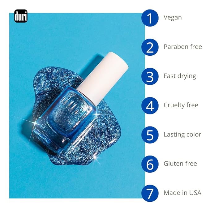duri Nail Polish, 766 Ocean Vibe, Light Green Metallic Shimmer, Full Coverage, Fast Drying, Shiny Finish