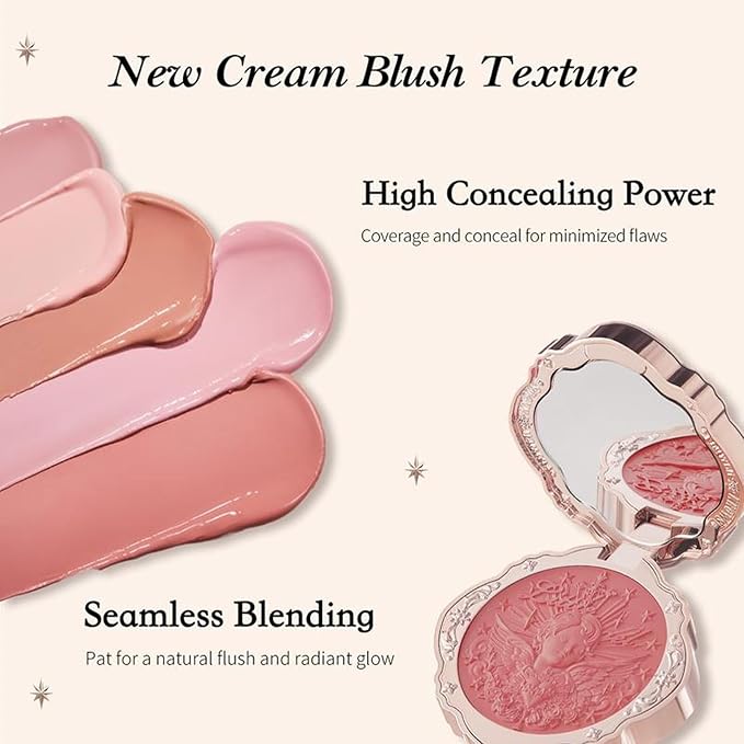Flower Knows Little Angel Cream Blush,Buildable & Blendable Makeup Blush for cheeks,Soft & Long-lasting for Girls & Women(05 Fingertip Stellar,6g)
