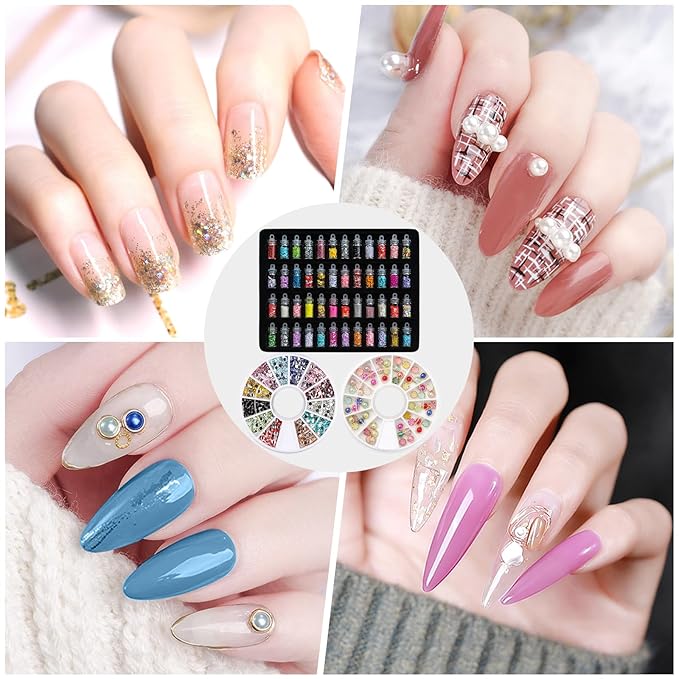 Complete Nail Studio Set with 48W UV LED Lamp, 24 Rainbow Colors, Cat Eye Gel Polish Kit, Nail Drill & More, Storage Box for Home Manicures