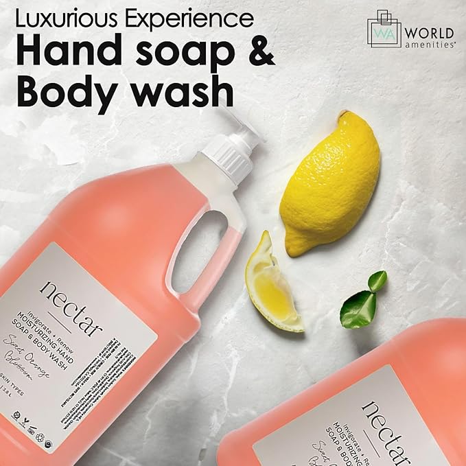 Nectar Hand Soap and Body Wash | 1 Gallon, 3.8L | Sweet Orange Blossom Refill Bottle With Pump, Hotel Amenities, Airbnb Rentals, Suitable for All Skin Types - 1 Gallon Pack