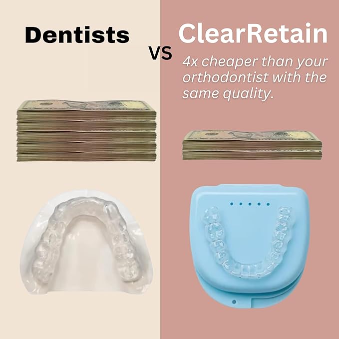 Custom Clear Dental Retainers Made in The USA Ortho Lab | at Home Kit for Perfect Custom Fit Great for Replacement Retainers Fast Turnaround Time (Upper & Lower Set)