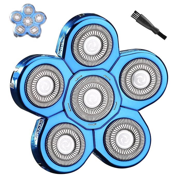Universal Blue 6 Blades Shaver Replacement Heads for Head Shaver