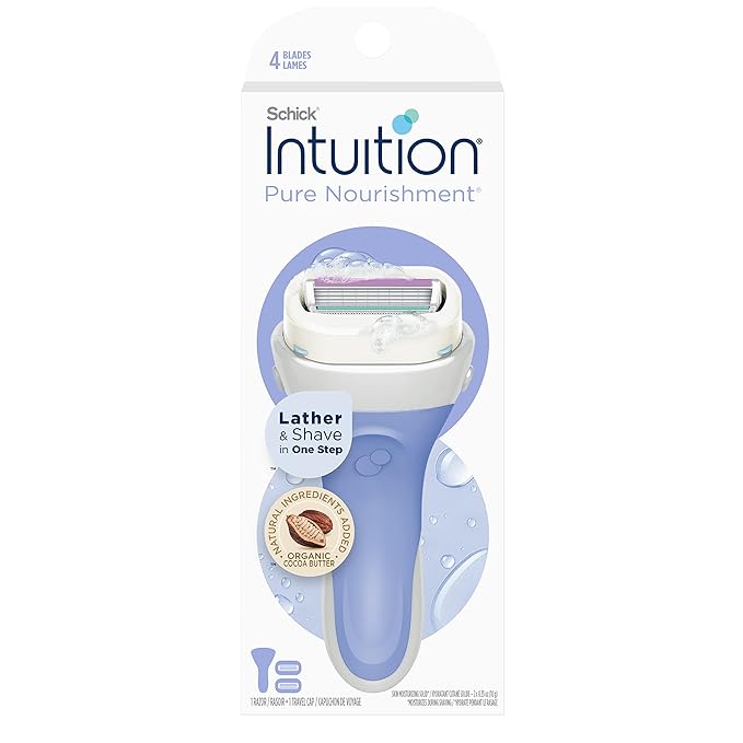 Schick Intuition Pure Nourishment Razors for Women Bundle with 6 Count Refills, 1 Razor & 2 Cartridges