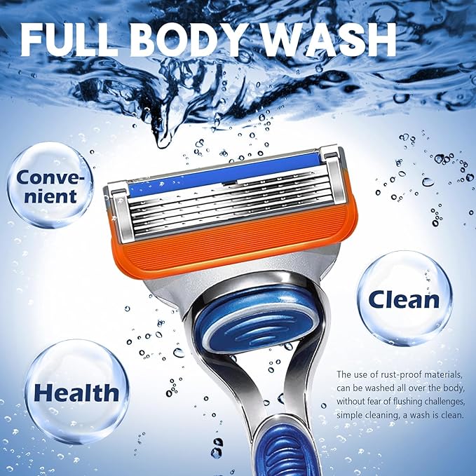 16 Count Razor Blade Shaving Razor Blade Refills for Fusion 5, Orange New Version