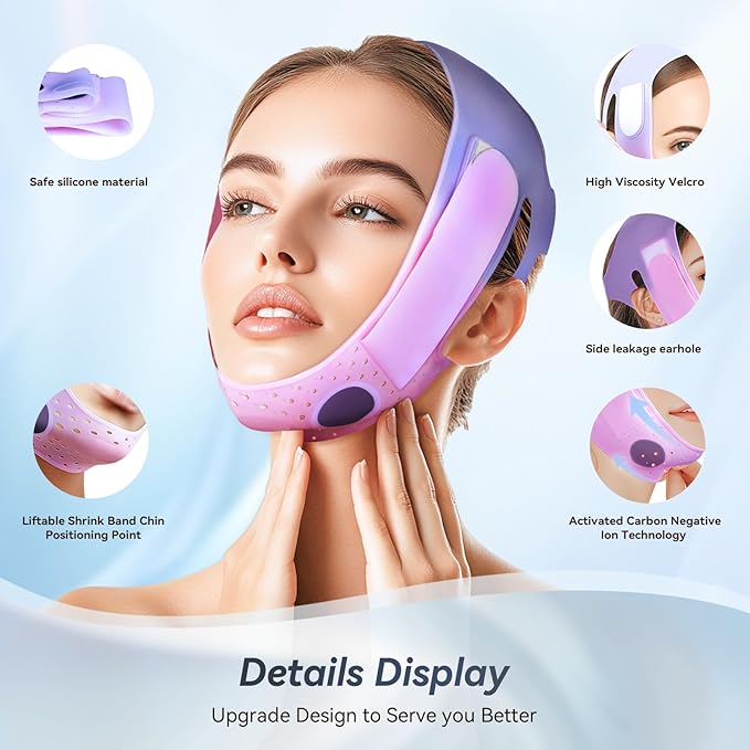 V-Line Face Lifting Mask, Double Chin Reducer Chin Support Strap V Shaped Face Mask (Light Pink)