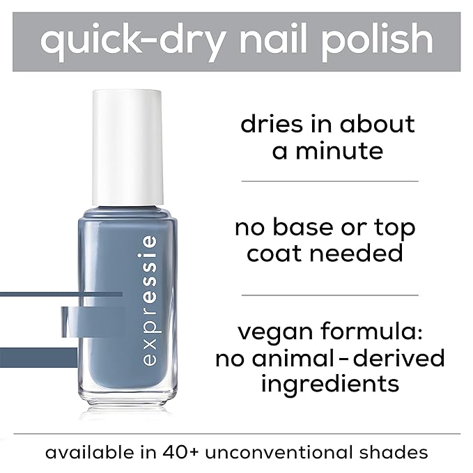 essie Expressie FX Quick-Dry Vegan Nail Polish, Pink Chromatic Top Coat, Faux Real, 0.33 fl oz