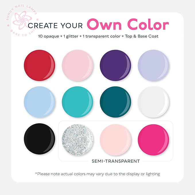 SUNUV Gel Nail Polish Kit with UV Light, Gel Polish Nail Kit Base and Glossy Top Coat Set 12 Colors Manicure Tools Gift for Woman