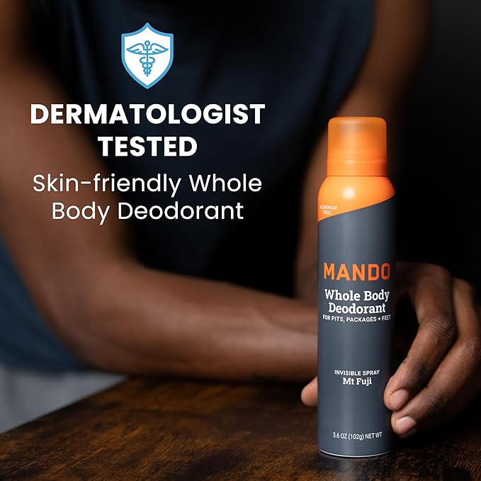 Mando Whole Body Deodorant For Men - Invisible Spray Deodorant - 72 Hour Odor Control - Low Irritation Formula - Aluminum Free, Benzene Free - 3.6 ounce Cans (Pack of 2) - Mt Fuji