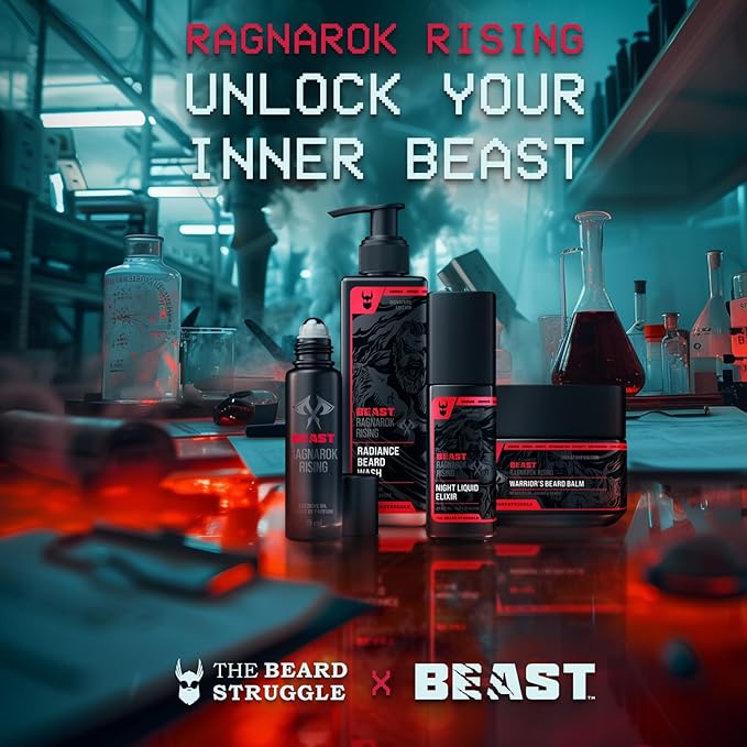 The Beast Line Cologne for Men by Beard Struggle - 6x Longer Than Traditional Colognes - Ragnarok Rising Eddie Hall Beast Line - Signature Edition - Mens Cologne, 15 mL Glass Roller Bottle