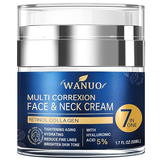 Retinol Cream for Face, Face Moisturizer, Neck Creams for Tightening and Firming with Collagen & Hyaluronic Acid, Daily Anti-Aging Face Cream for Women, Smooth Wrinkles & Fine Lines, 1.7 Fl Oz