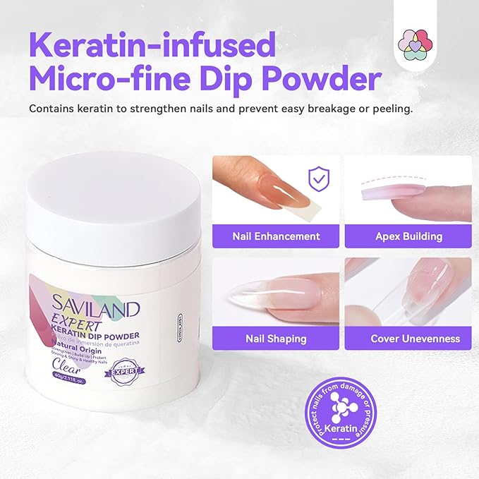 SAVILAND Clear Dip Powder Nail Kit with Electric Nail Drill: 60g/2.1oz Clear Dipping Powder for Nails with Dip Nail Liquid Set Base Activator and Top Coat Brush Saver Builder Repair Kit Home Manicure