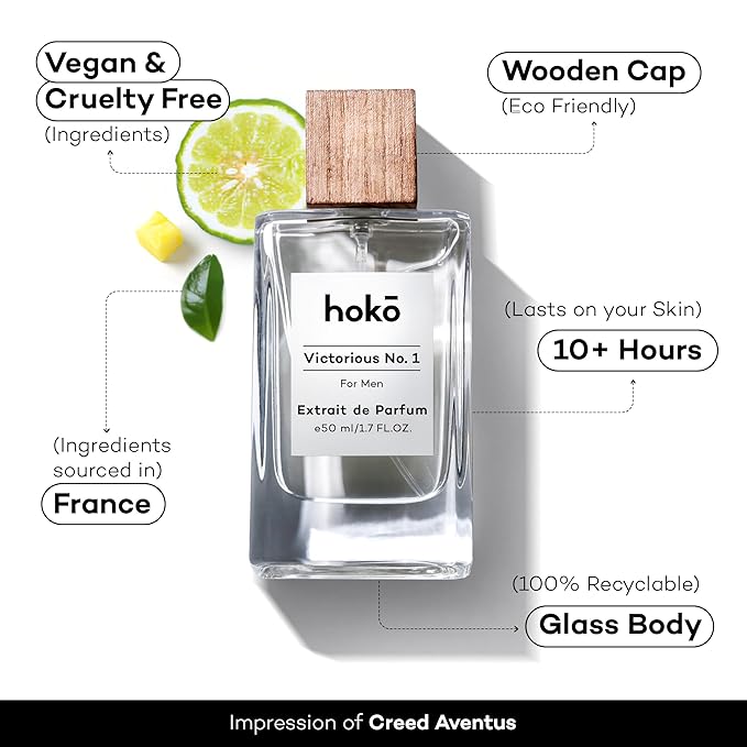 HOKO Victorious No. 1 – Premium Impression of Creed Aventus | Extrait de Parfum, 1.7 Oz | Pineapple, Bergamot, Oakmoss & Musk | Long-Lasting Inspired Mens Cologne | Vegan, Paraben Free & Skin Safe