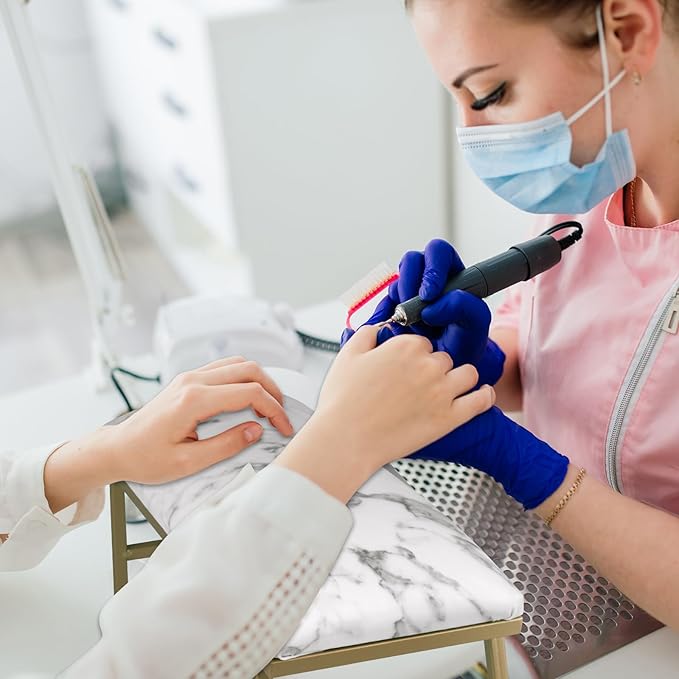 Arm Rest for Nails, Nail Arm Rest for Nail Tech with Microfiber Leather Nail Table Mat, Manicure Hand Rest Stand Nail Art Accessories Tool for Nails Tech(Marble)