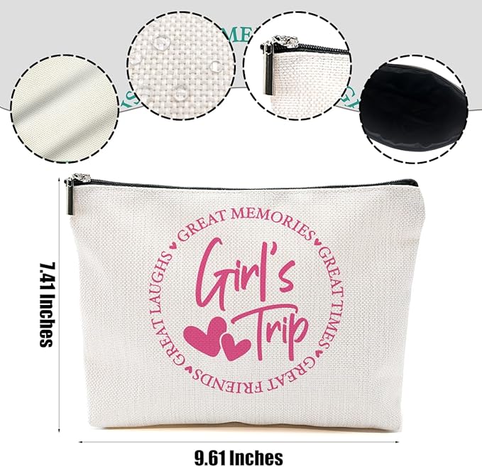 6Pcs Girls Trip Gifts Favors, 2025 Girls Weekend Gifts Makeup Bag, Bestie Gifts Weekend Bag Travel Gifts Vacation Cosmetic Bag, Friendship Gifts for Friends, Graduation Wedding Gifts Toiletry Bag
