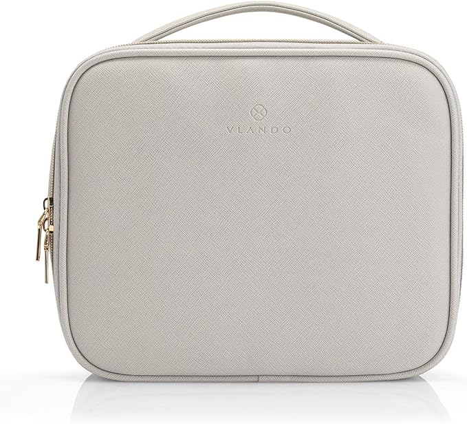 Vlando Toiletry Bag, Large Wash Bag, Travel Cosmetic Make-up Bag, Multi-compartment with Dividers for Cosmetics Makeup Brushes Toiletry Jewelry Accessories, Grey