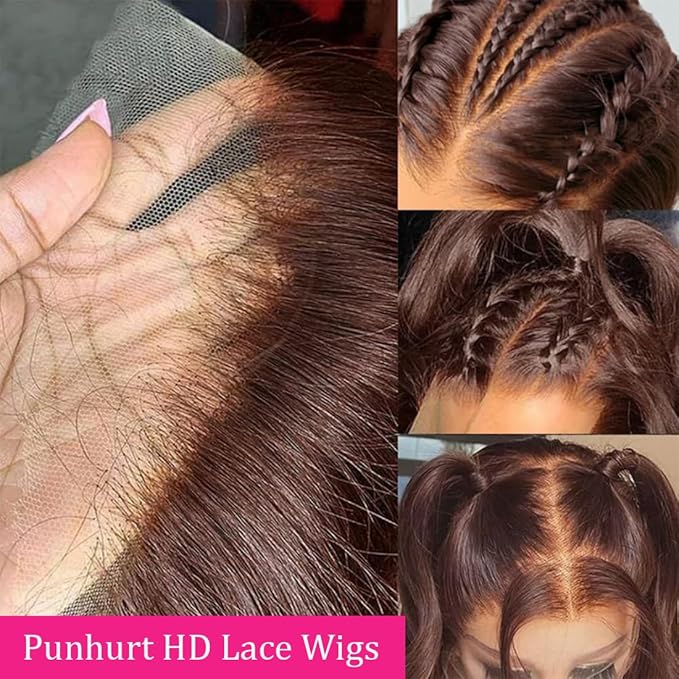 13x4 Lace Front Wigs Human Hair Pre Plucked Brazilian Unprocessed Straight Lace Frontal Wig with Baby Hair Chocolate Brown Colored Glueless Wigs for Women (Chocolate Brown,26 Inch)