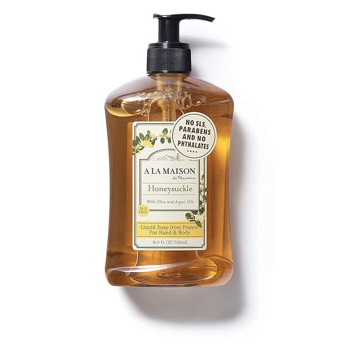 A LA MAISON French Liquid Hand Soap, Honeysuckle - Natural Hand Wash Made with Essential Oils - Biodegradable, Plant-Based, Vegan, Cruelty-Free, Alcohol & Paraben Free (16.9 oz, 6 Pack)