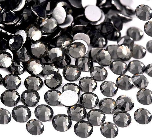 Blinginbox Flatback Rhinestones Bulk,14400pcs Crystal Round Loose Gemstones Glass Rhinestones for Crafts Makeup Nail Art Clothes Shoes DIY Decorations(SS10,2.7-2.9mm,Black Diamond)