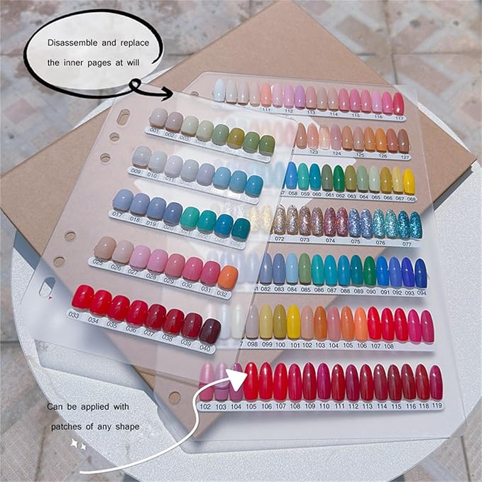 Acycoin2A 357 Extra Large Press on Organizer Nail Storage and Display Binder Book Loose-Leaf Nail Color Sample Exhibition Album with Nail Tape and Nail Tips